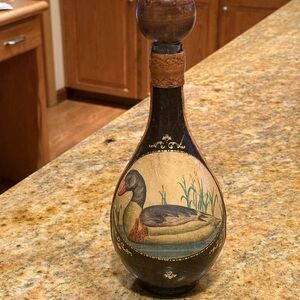 Handcrafted Glass Art Bottle with Duck Design